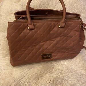 bebe Quilted Tan Satchel